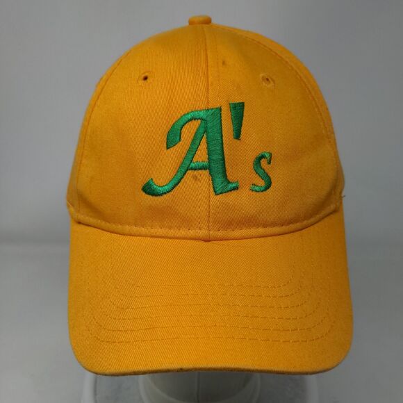 A's Strapback Hat Orangish-Yellow Large/XL Embroidered Rawlings - Picture 2 of 9